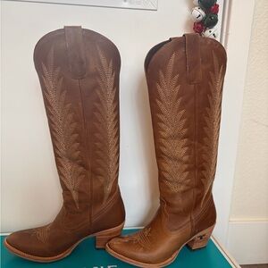 Elegant Brown Tall Heeled Boots